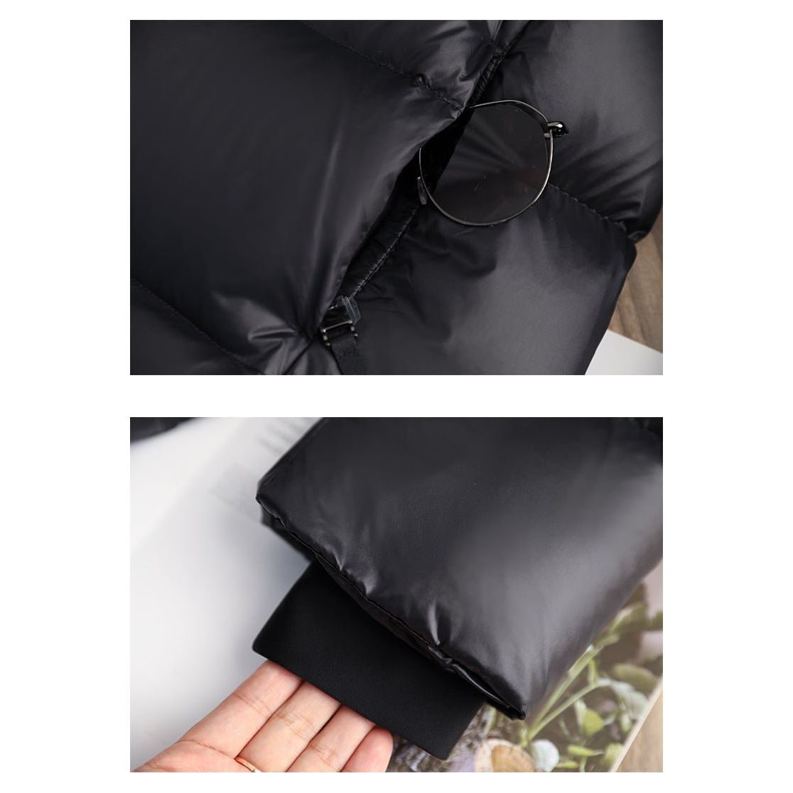 Women's Black Puffer Coat with Hood Waterproof Winter Quilted Long Jacket - Image 14