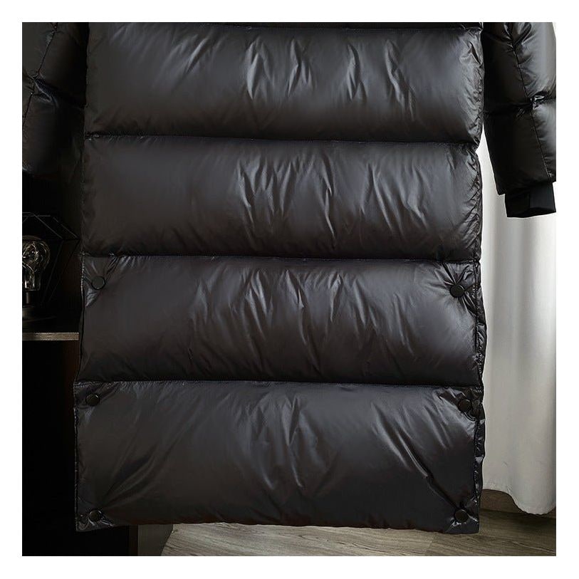 Women's Black Puffer Coat with Hood Waterproof Winter Quilted Long Jacket - Image 4