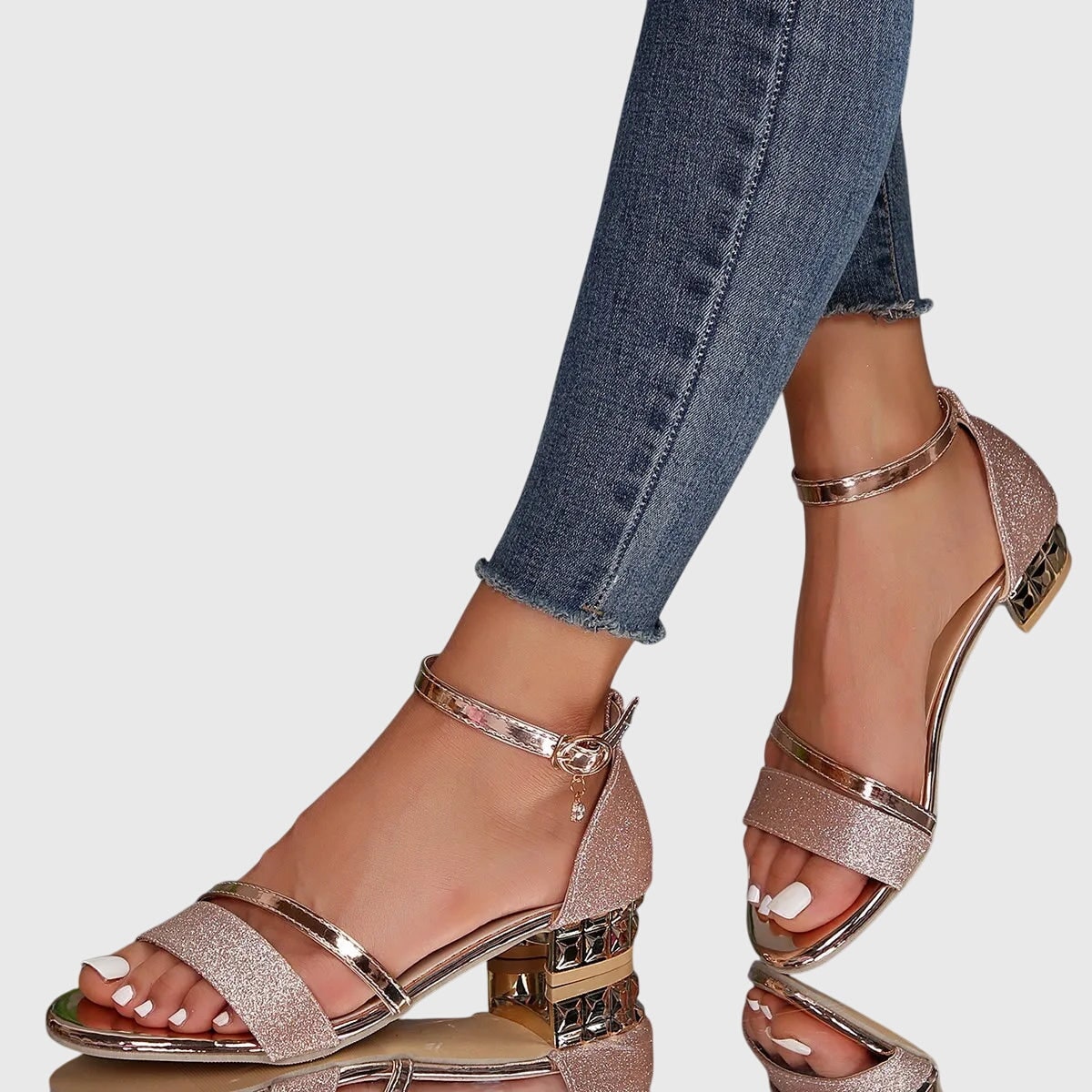 Women's Block Heel Sandals Comfort Open Toe | Adjustable Ankle Strap - Image 5