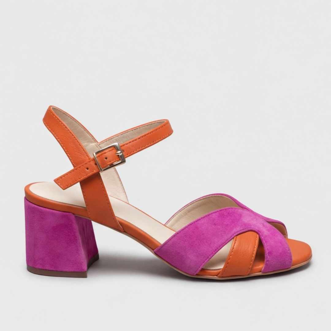 Women's Block Heel Sandals with Chunky Wedge Ankle Strap and Criss-Cross Toe - Image 1