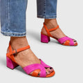 Women's Block Heel Sandals with Chunky Wedge Ankle Strap and Criss-Cross Toe - Image 2
