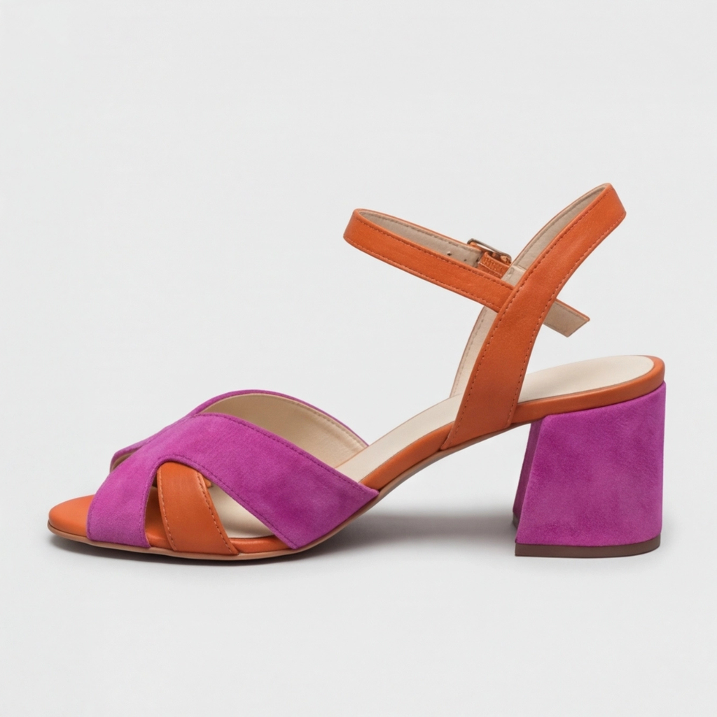 Women's Block Heel Sandals with Chunky Wedge Ankle Strap and Criss-Cross Toe - Image 3
