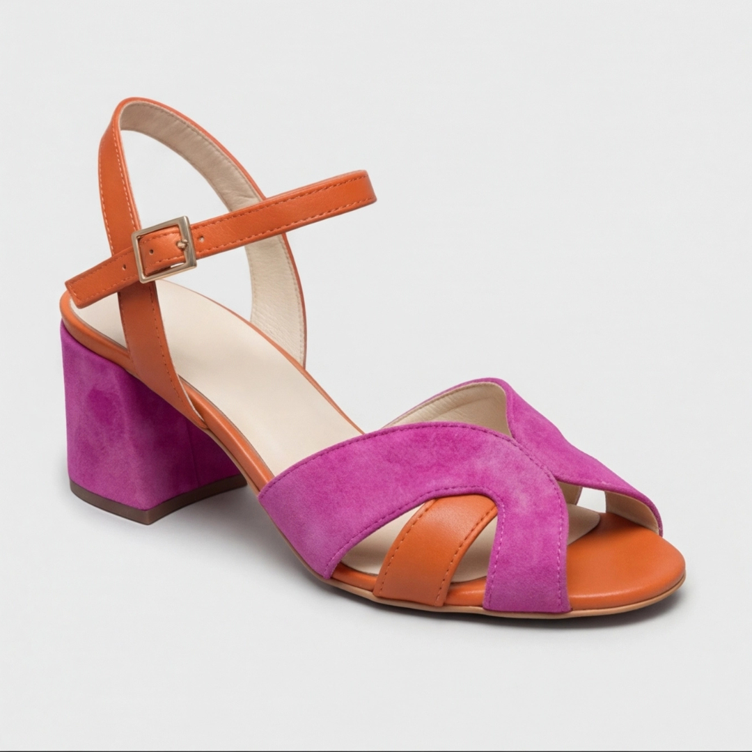 Women's Block Heel Sandals with Chunky Wedge Ankle Strap and Criss-Cross Toe - Image 6