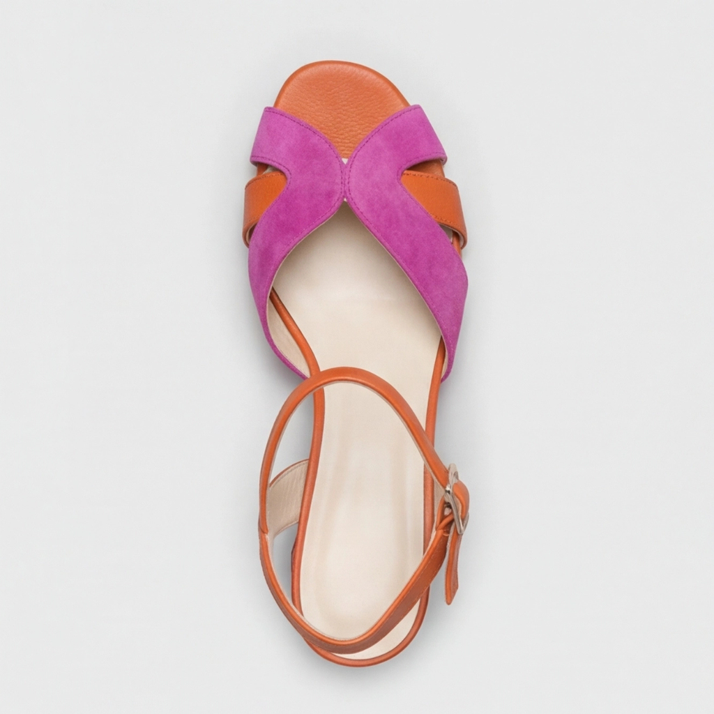 Women's Block Heel Sandals with Chunky Wedge Ankle Strap and Criss-Cross Toe - Image 9