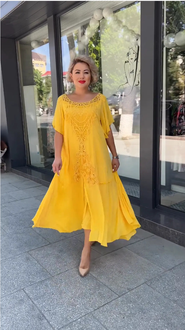 Women's Boho Flowy Midi Dress Crochet | V-Back Flutter Sleeve - Image 1