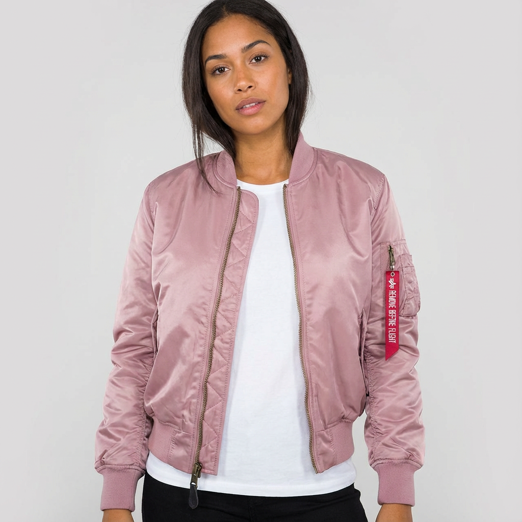 Women's Bomber Jacket with Quilted Lining and Satin Finish Utility Pocket - Image 10