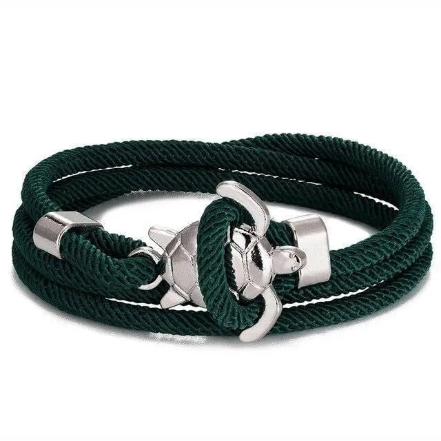 Women's Braided Rope Bracelet Sea Turtle Metal Clasp Hook Closure - Image 2