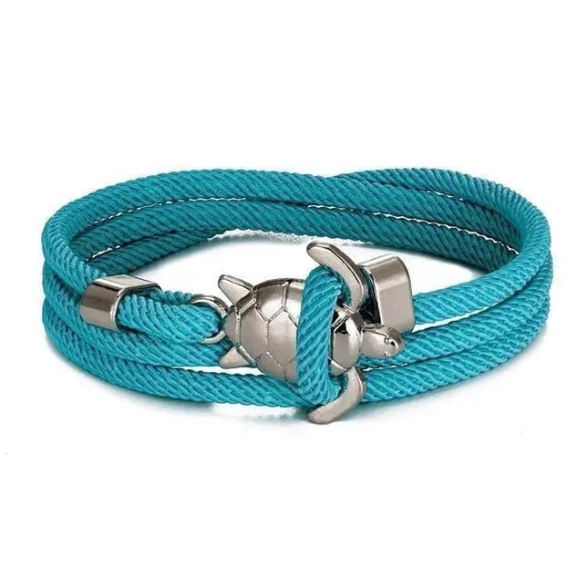 Women's Braided Rope Bracelet Sea Turtle Metal Clasp Hook Closure - Image 3