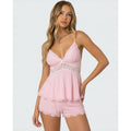 Women's Cami Pajama Set with Lace Trim and Matching Shorts - Image 1