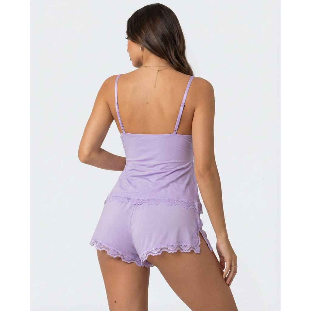 Women's Cami Pajama Set with Lace Trim and Matching Shorts - Image 14
