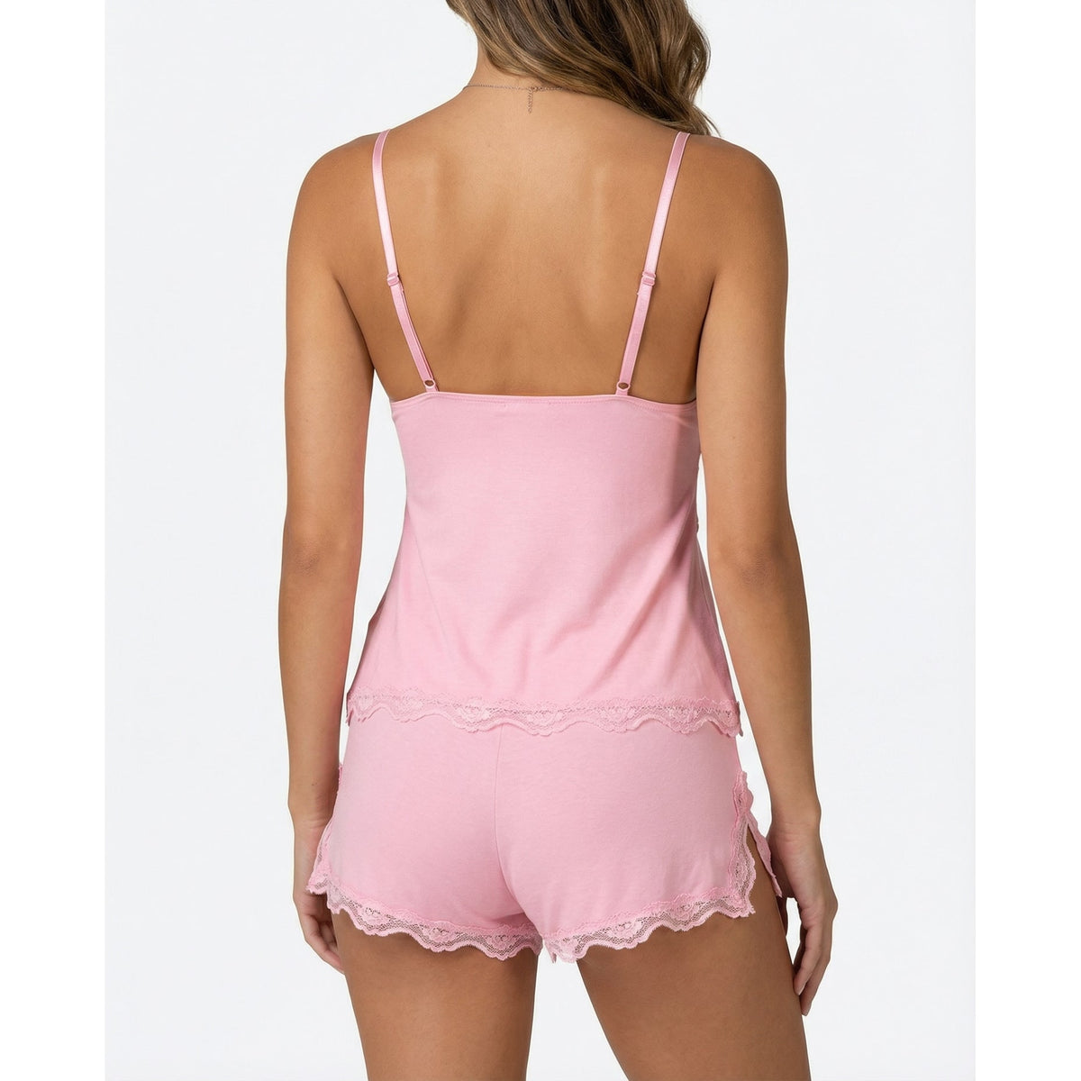 Women's Cami Pajama Set with Lace Trim and Matching Shorts - Image 4