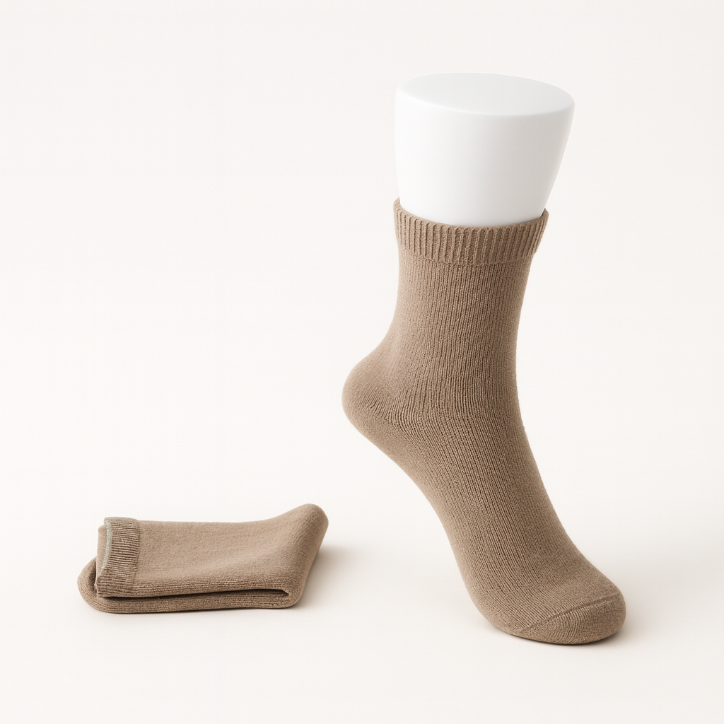 Women's Cashmere Crew Socks with Toe and Stay-Up Cuff - Image 1