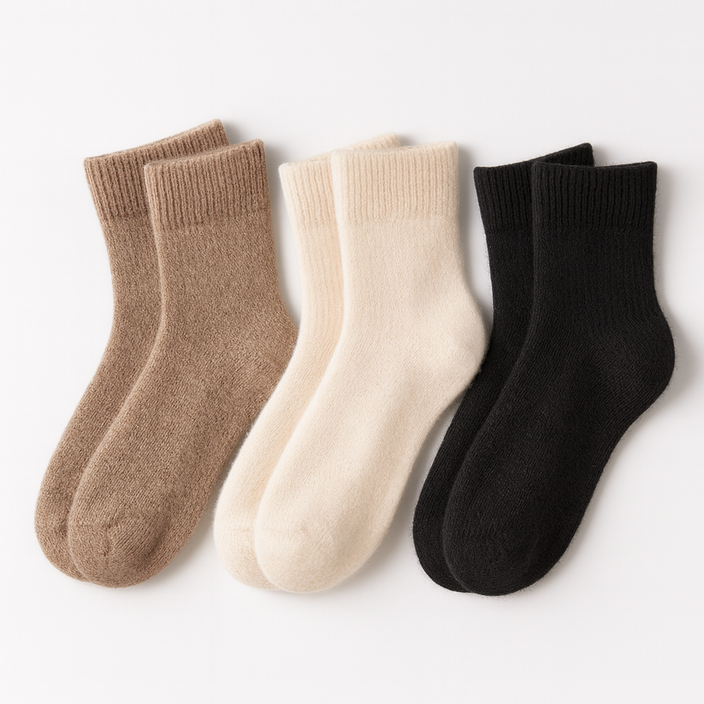 Women's Cashmere Crew Socks with Toe and Stay-Up Cuff - Image 6
