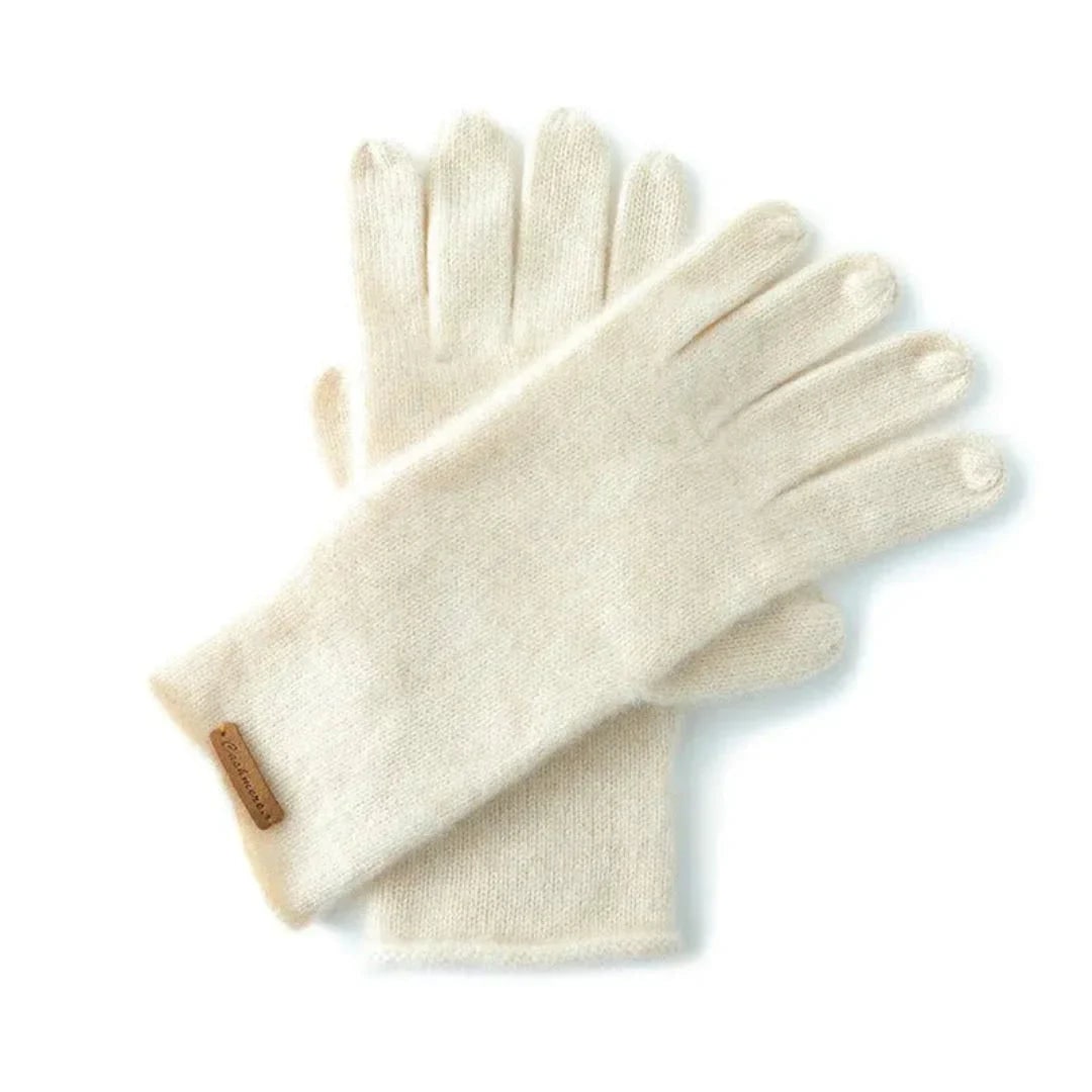 Women's Cashmere Leather Dress Gloves with Extended Cuffs and Fine Knit - Image 1