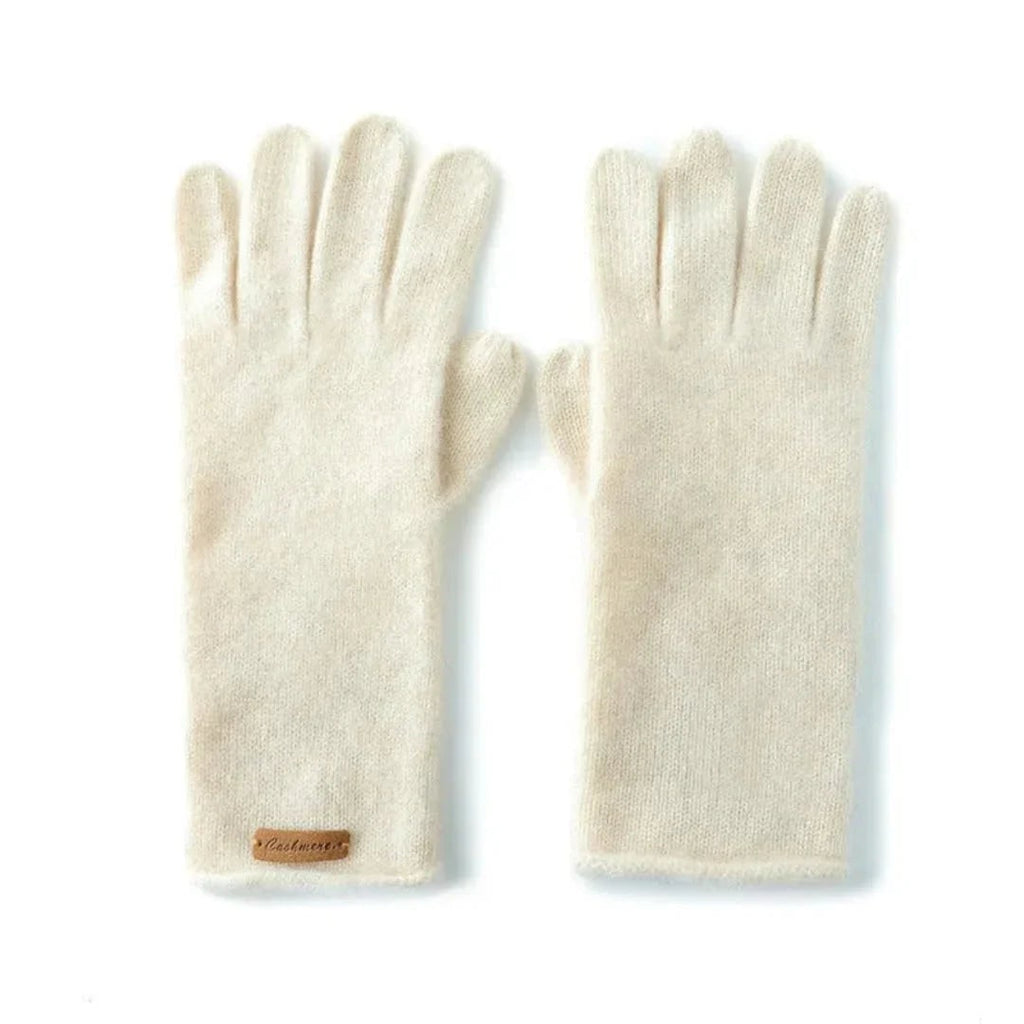 Women's Cashmere Leather Dress Gloves with Extended Cuffs and Fine Knit - Image 2
