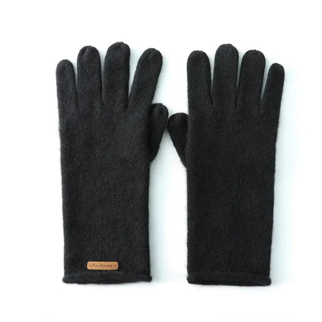 Women's Cashmere Leather Dress Gloves with Extended Cuffs and Fine Knit - Image 3