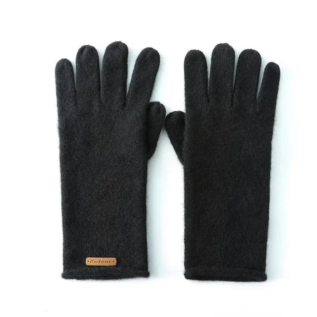 Women's Cashmere Leather Dress Gloves with Extended Cuffs and Fine Knit - Image 3
