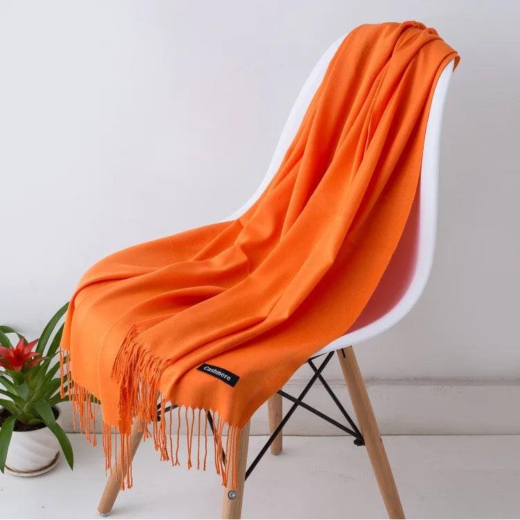 Women's Cashmere Scarf Wrap with Twisted Fringe and Fine Knit - Image 17