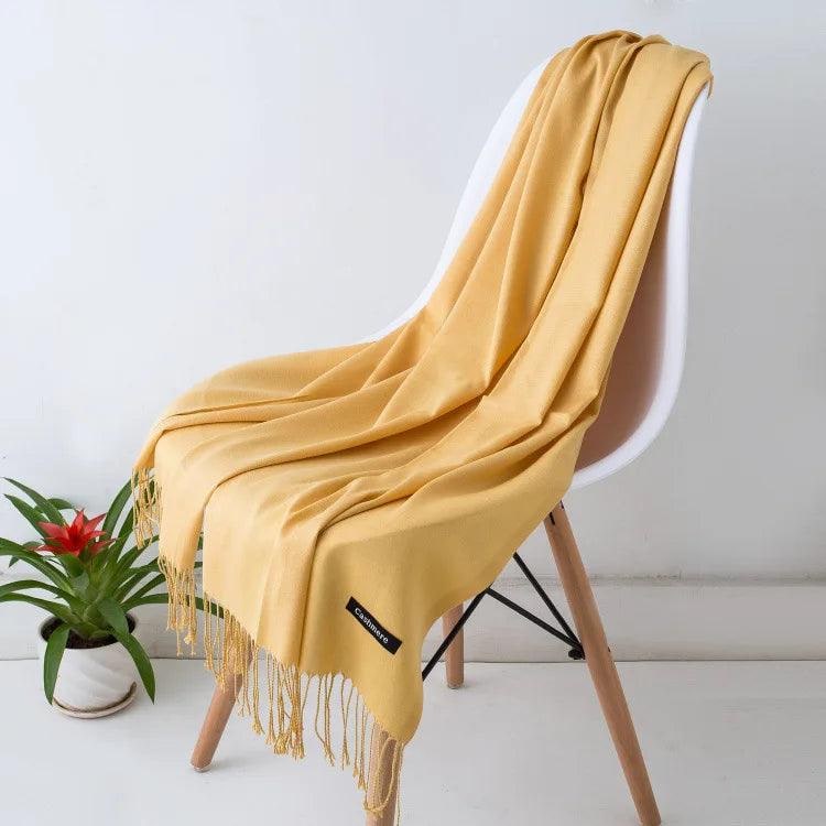 Women's Cashmere Scarf Wrap with Twisted Fringe and Fine Knit - Image 22
