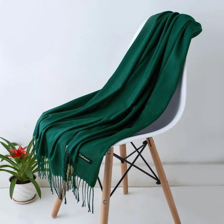 Women's Cashmere Scarf Wrap with Twisted Fringe and Fine Knit - Image 25
