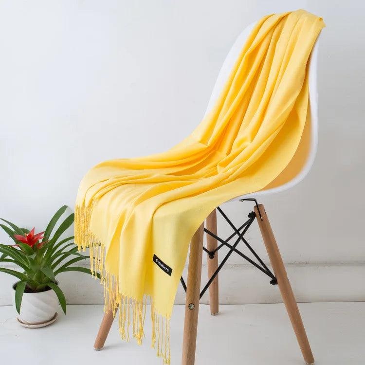 Women's Cashmere Scarf Wrap with Twisted Fringe and Fine Knit - Image 27