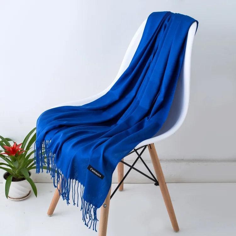 Women's Cashmere Scarf Wrap with Twisted Fringe and Fine Knit - Image 30