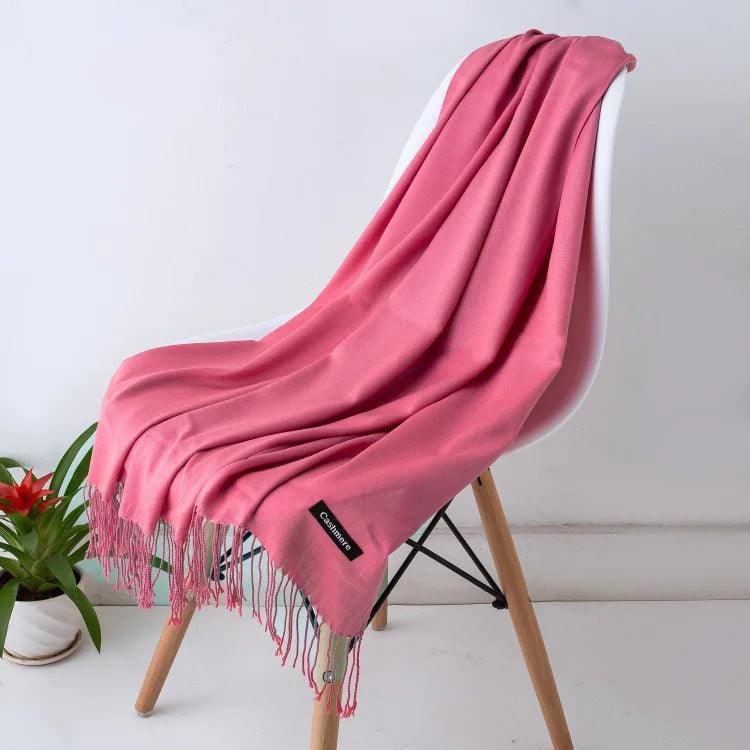 Women's Cashmere Scarf Wrap with Twisted Fringe and Fine Knit - Image 31