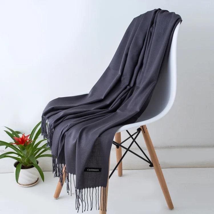 Women's Cashmere Scarf Wrap with Twisted Fringe and Fine Knit - Image 33