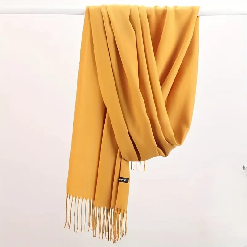 Women's Cashmere Wrap Scarf with Fringed Tassels and Silk Drape - Image 16