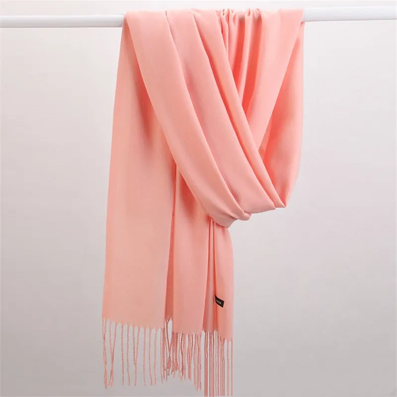 Women's Cashmere Wrap Scarf with Fringed Tassels and Silk Drape - Image 2