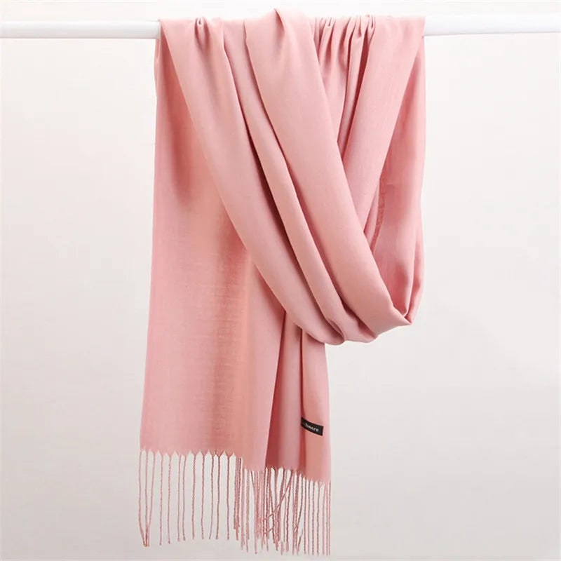 Women's Cashmere Wrap Scarf with Fringed Tassels and Silk Drape - Image 3