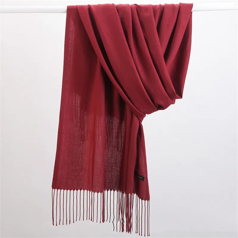 Women's Cashmere Wrap Scarf with Fringed Tassels and Silk Drape - Image 5