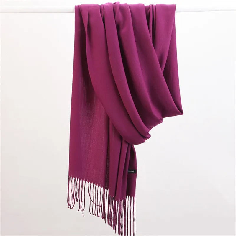 Women's Cashmere Wrap Scarf with Fringed Tassels and Silk Drape - Image 6