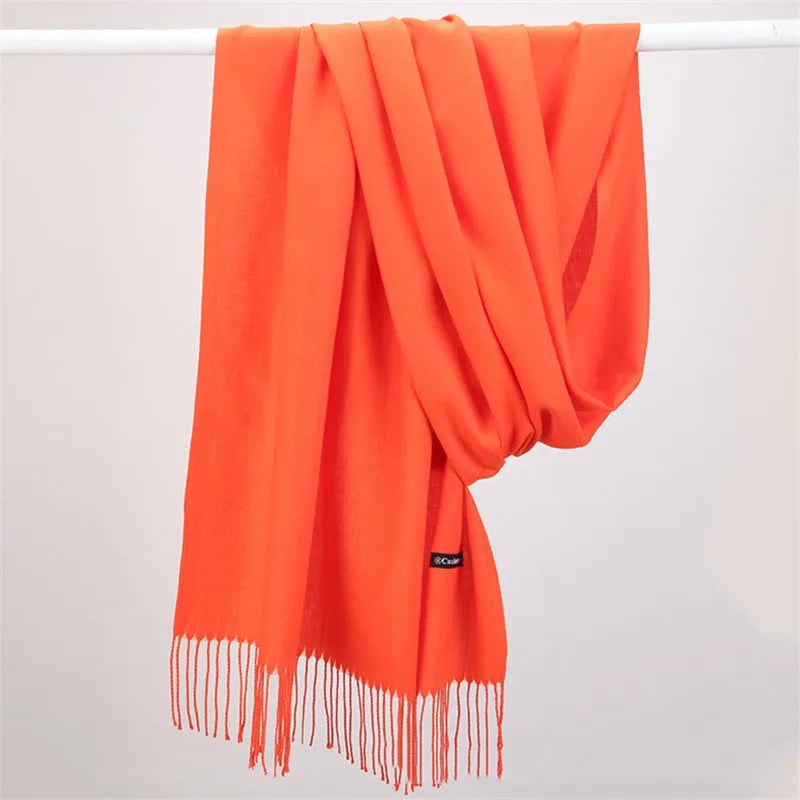 Women's Cashmere Wrap Scarf with Fringed Tassels and Silk Drape - Image 7