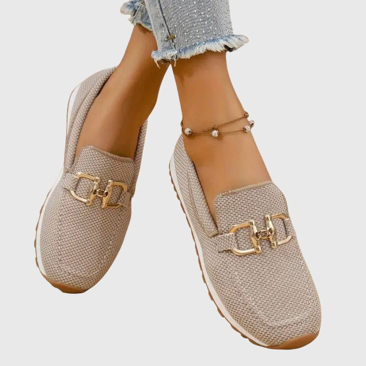 Women's Casual Slip-On Loafer Sneakers with Mesh and Horsebit Buckle - Image 2