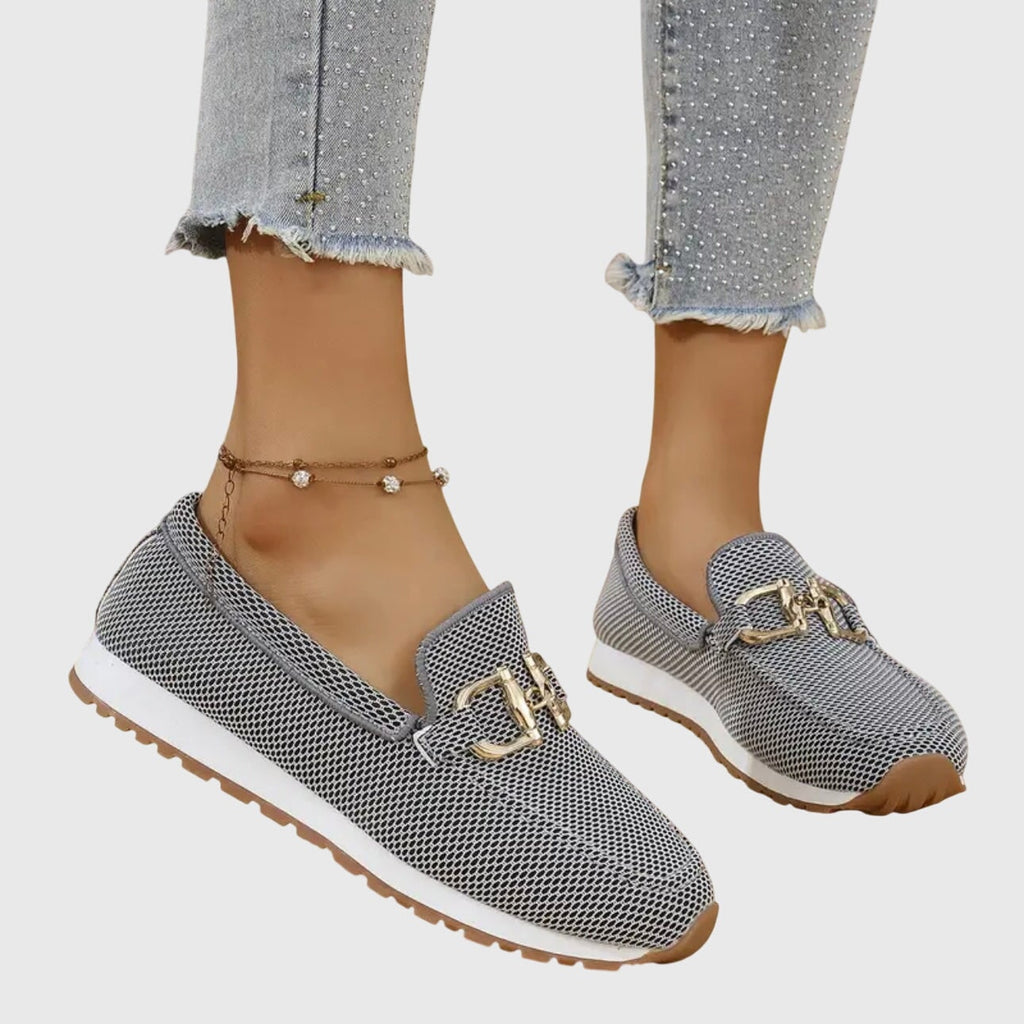Women's Casual Slip-On Loafer Sneakers with Mesh and Horsebit Buckle - Image 3