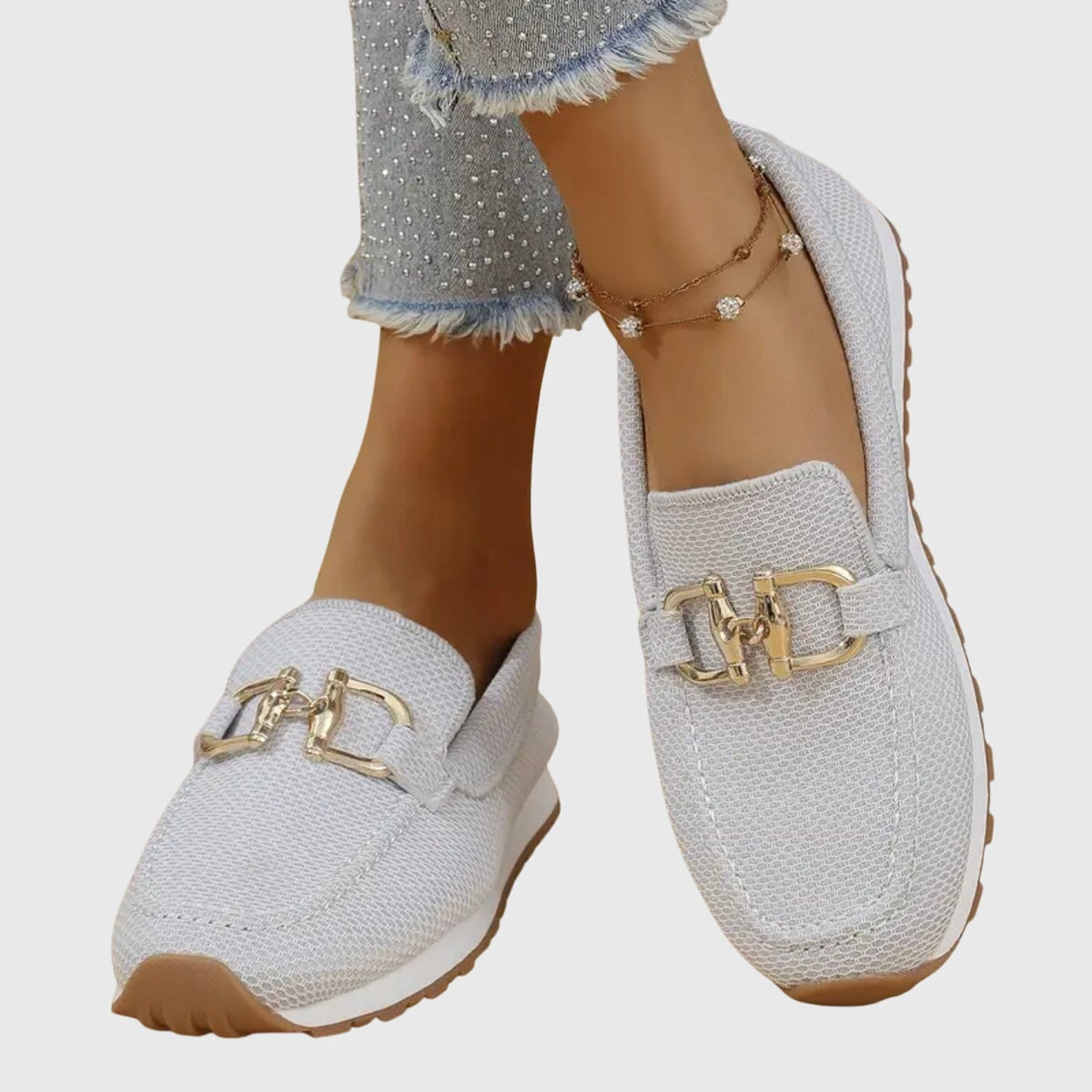 Women's Casual Slip-On Loafer Sneakers with Mesh and Horsebit Buckle - Image 4