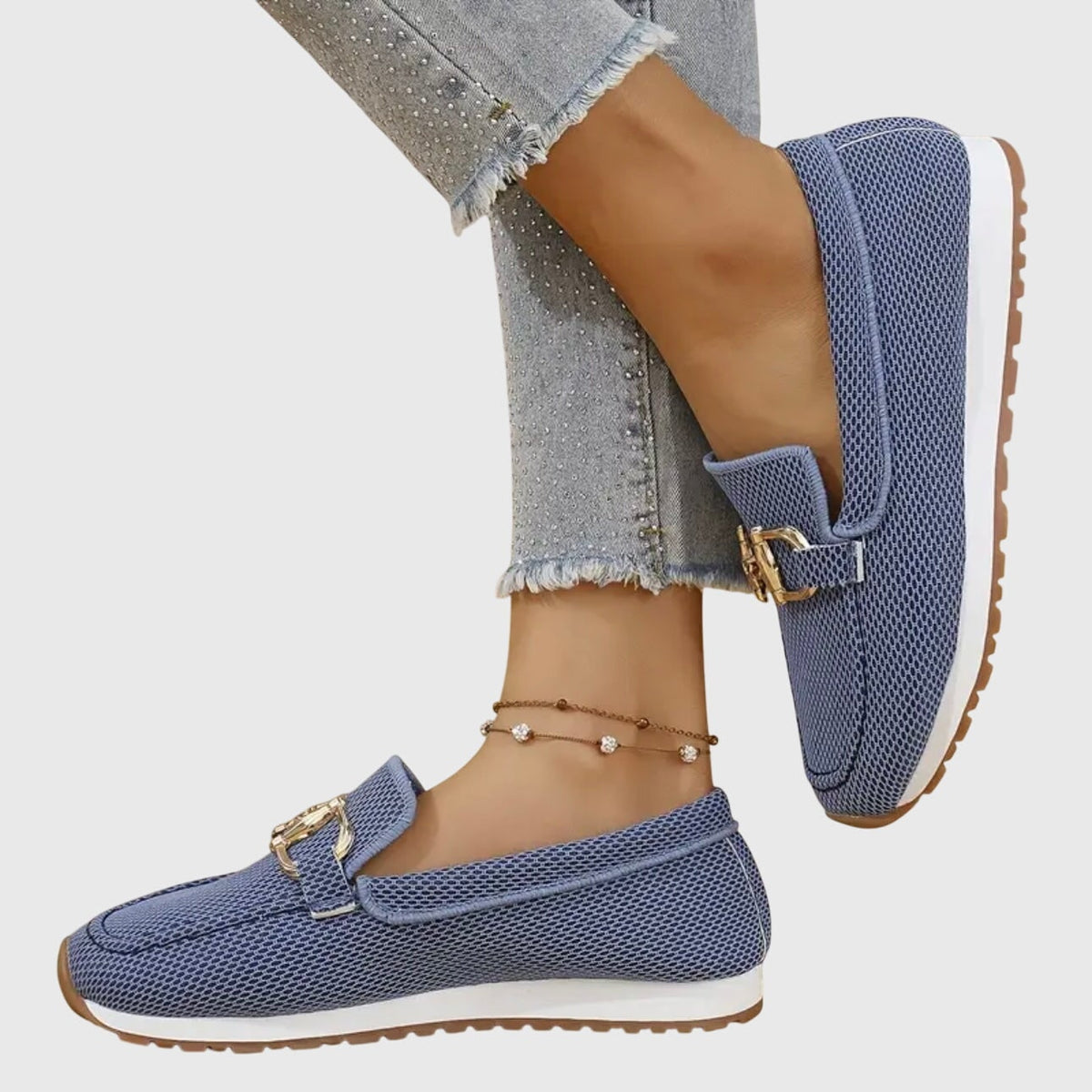 Women's Casual Slip-On Loafer Sneakers with Mesh and Horsebit Buckle - Image 5