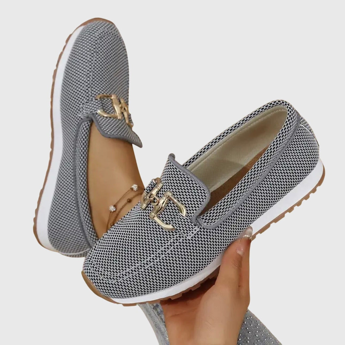 Women's Casual Slip-On Loafer Sneakers with Mesh and Horsebit Buckle - Image 6