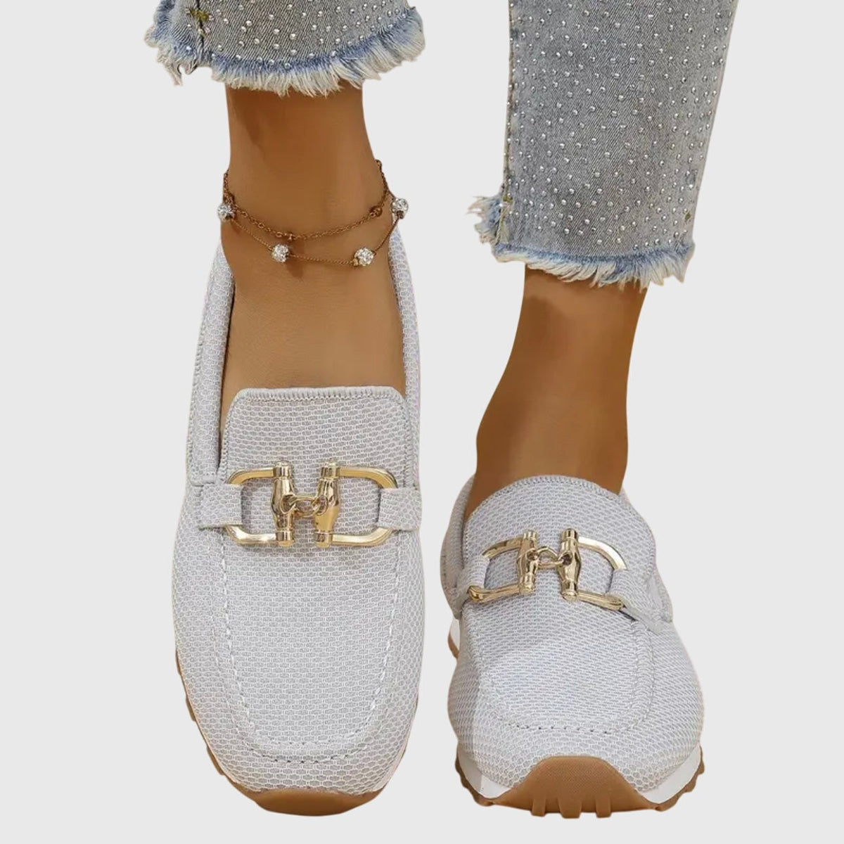 Women's Casual Slip-On Loafer Sneakers with Mesh and Horsebit Buckle - Image 7
