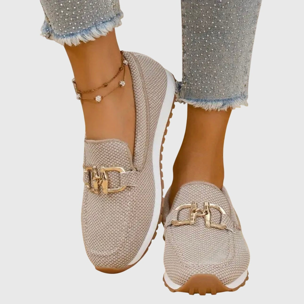 Women's Casual Slip-On Loafer Sneakers with Mesh and Horsebit Buckle - Image 8