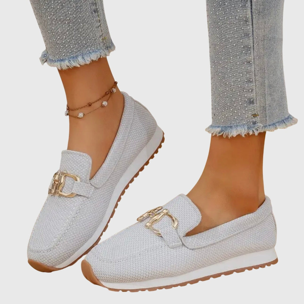 Women's Casual Slip-On Loafer Sneakers with Mesh and Horsebit Buckle - Image 9