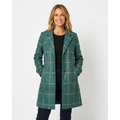 Women's Checkered Wool Blend Plaid Coat with Notched Lapel and Tortoiseshell Buttons - Image 1