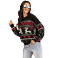 Women's Christmas Sweater Ugly Festive Knit Crewneck with Reindeer Fair Isle - Image 1