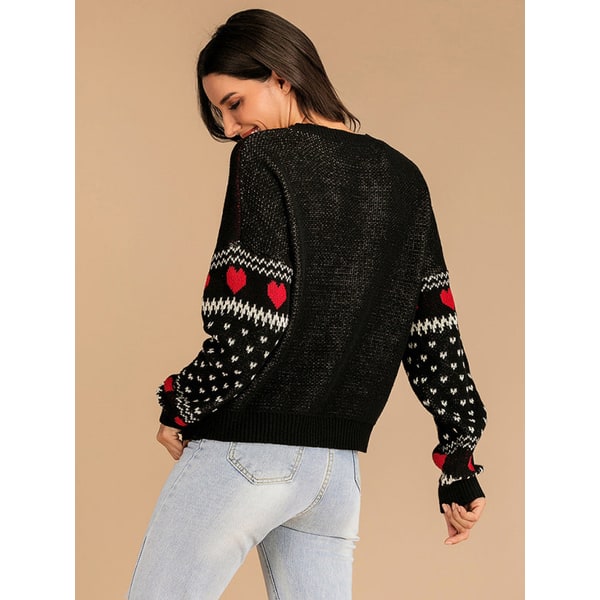 Women's Christmas Sweater Ugly Festive Knit Crewneck with Reindeer Fair Isle - Image 4