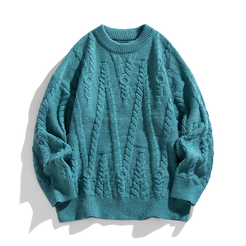 Women's Chunky Cable Knit Sweater with Crewneck and Dropped Shoulders - Image 1