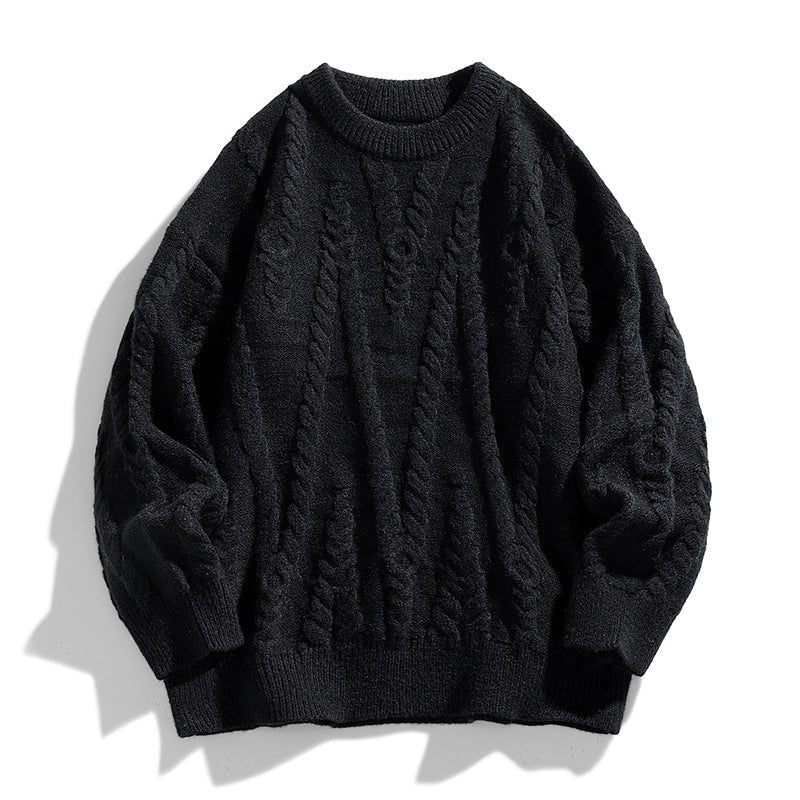 Women's Chunky Cable Knit Sweater with Crewneck and Dropped Shoulders - Image 3