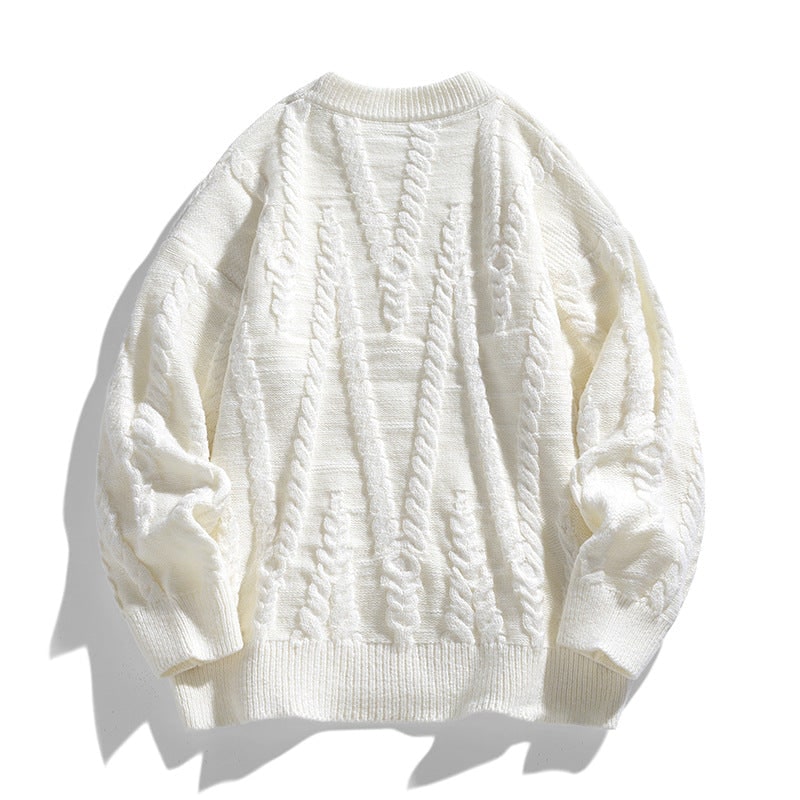 Women's Chunky Cable Knit Sweater with Crewneck and Dropped Shoulders - Image 4