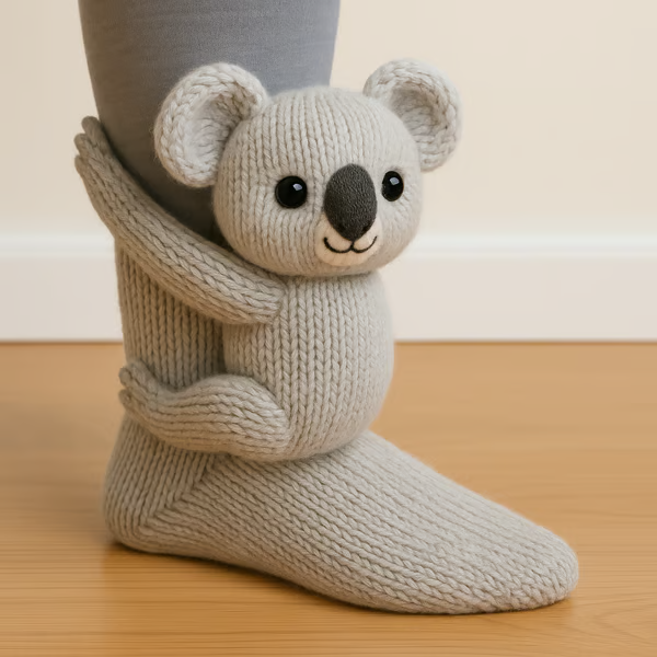Women's Chunky Knit Animal Novelty Crew Length Socks with 3D Stuffed Details - Image 10