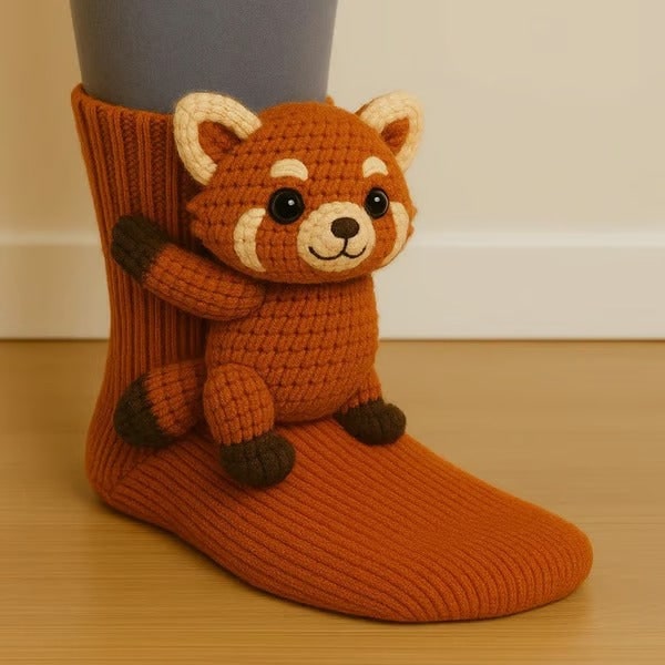 Women's Chunky Knit Animal Novelty Crew Length Socks with 3D Stuffed Details - Image 13